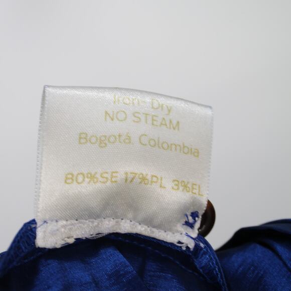 Kika Vargas Aida Jewel-Toned Blue Taffeta Collared Babydoll Dress - Picture 7 of 8